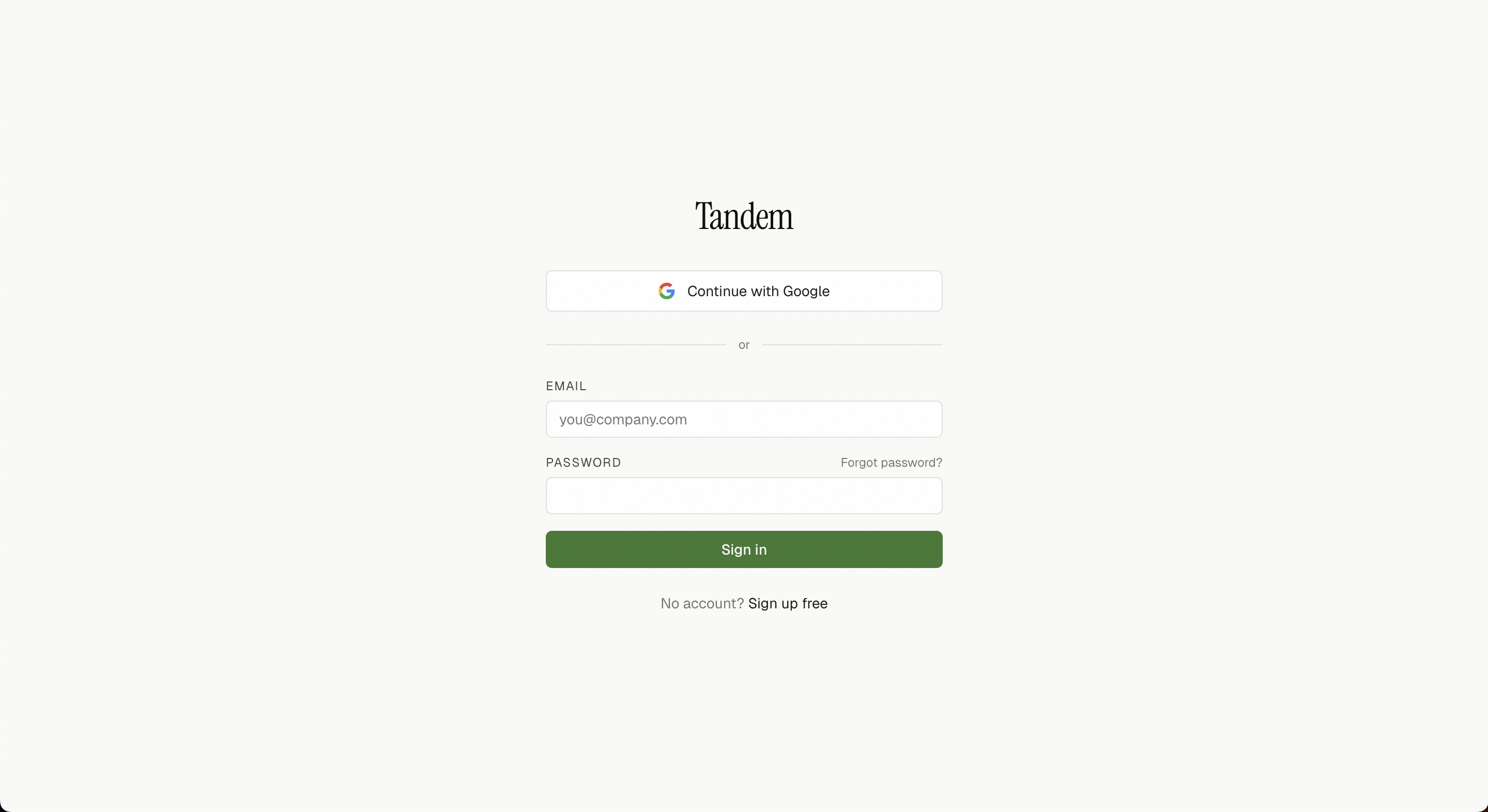 Sign-up screen