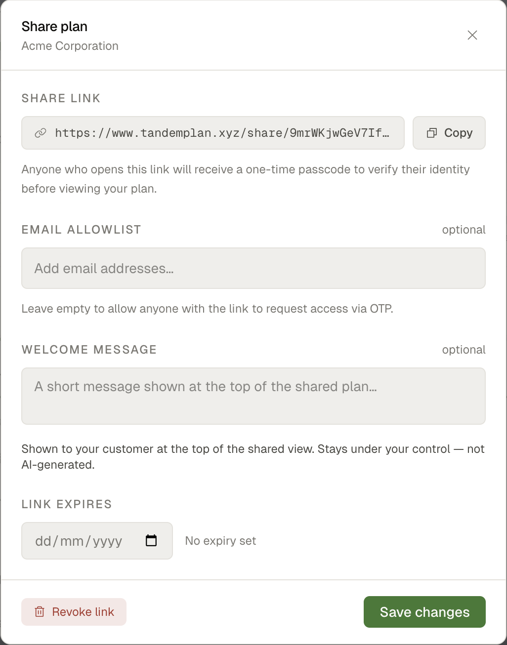 Share modal