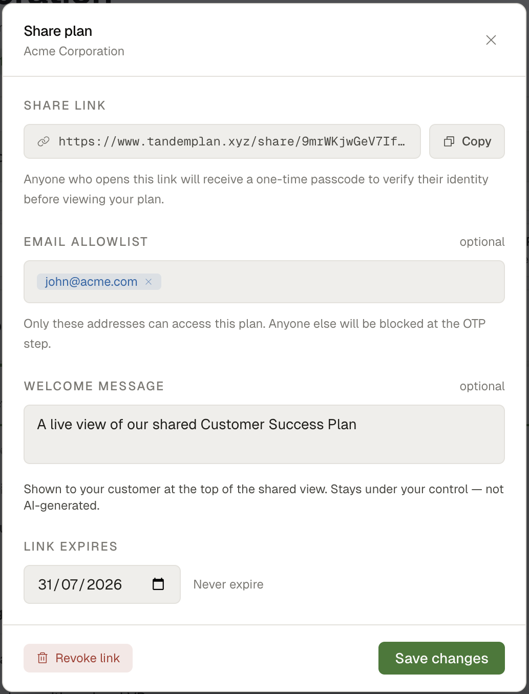 Share modal
