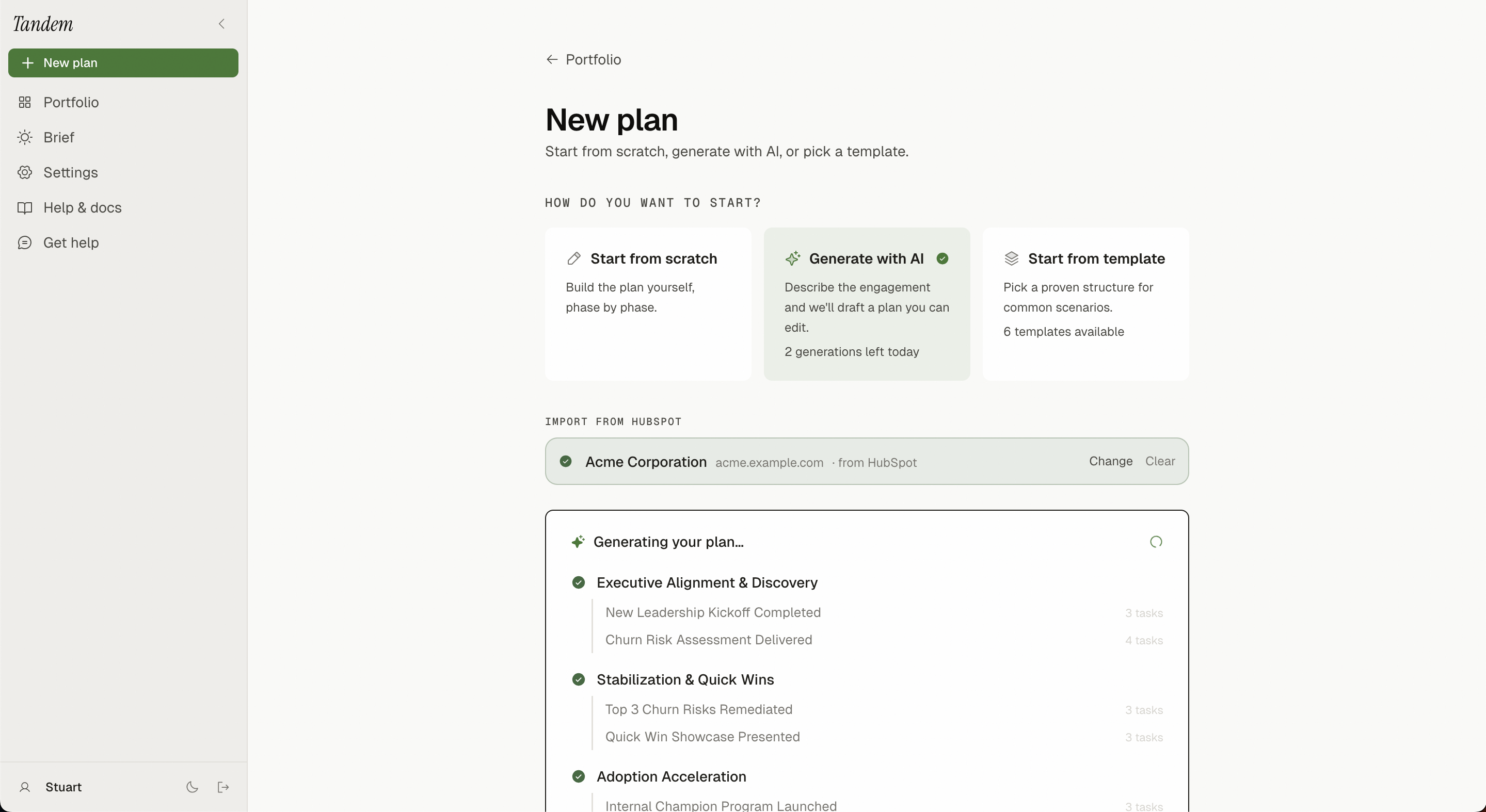 Plan generation