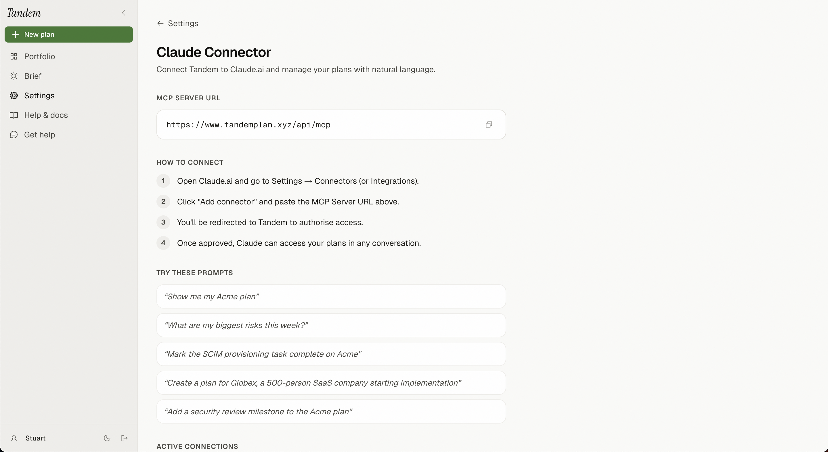 Claude Connector settings
