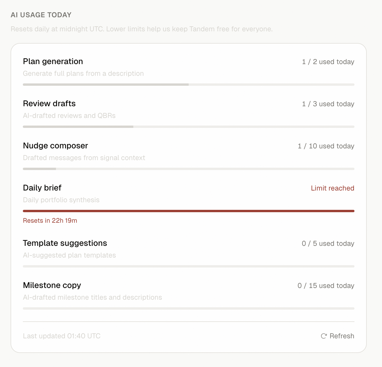 Profile settings